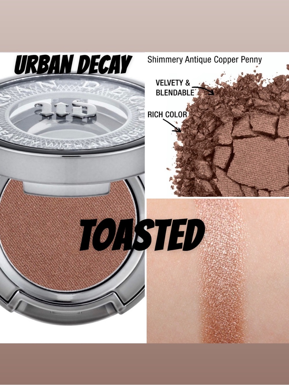 🍒BOGO50%🍒🆕🤎URBAN DECAY: TOASTED Eyeshadow Single ‼️DISCONTINUED & RARE‼️